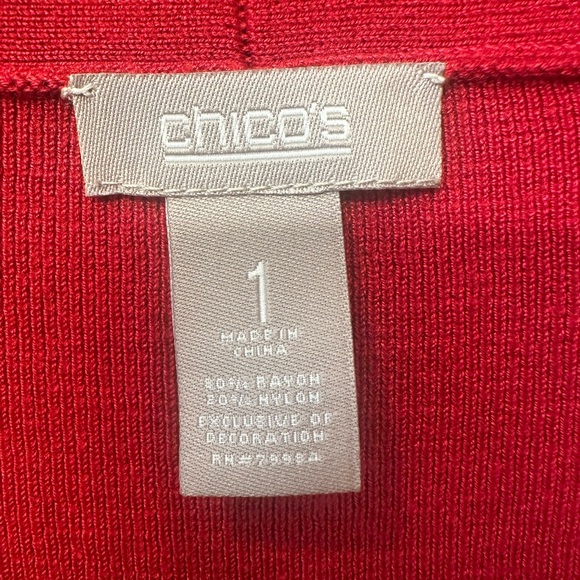 Chico's Red Fringe Cardigan Sweater - Picture 3 of 6